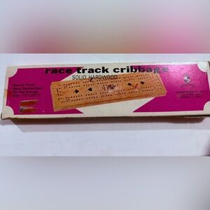 Vintage Taiwan ROC Field Mfg. Solid Hardwood Race Track Cribbage Board Complete
